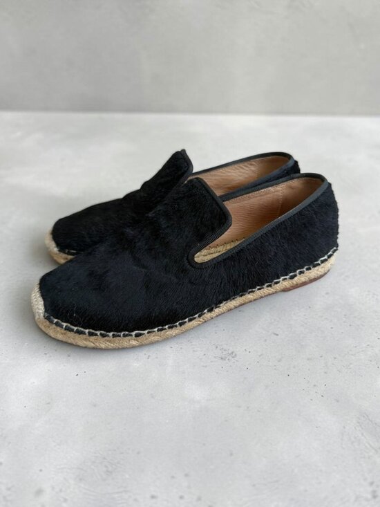 Celine Shoes - CELINE Black Calf Hair Espadrilles Flats Size 37 / US 7
